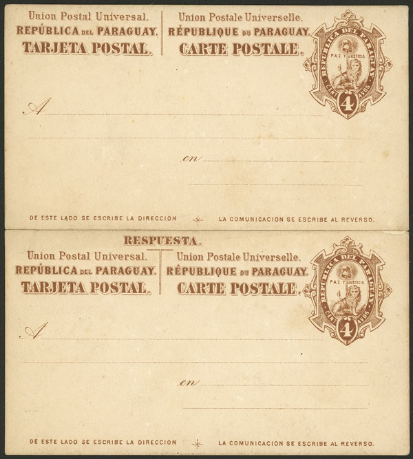 Lot 1943 - Paraguay Postal stationery -  Guillermo Jalil - Philatino Auction # 2629 WORLDWIDE + ARGENTINA: General August auction