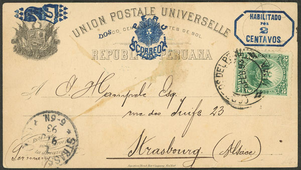 Lot 2047 - Peru postal history -  Guillermo Jalil - Philatino Auction # 2629 WORLDWIDE + ARGENTINA: General August auction