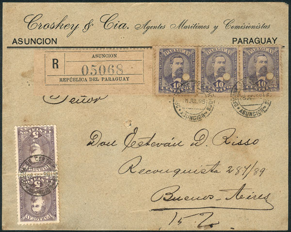 Lot 1949 - Paraguay postal history -  Guillermo Jalil - Philatino Auction # 2629 WORLDWIDE + ARGENTINA: General August auction