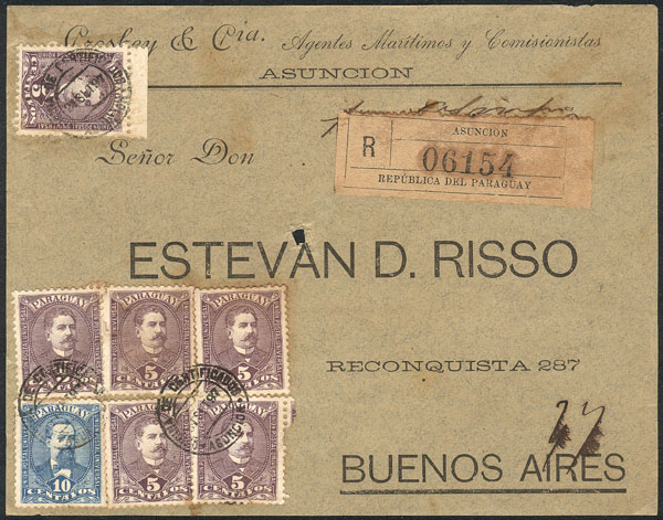 Lot 1951 - Paraguay postal history -  Guillermo Jalil - Philatino Auction # 2629 WORLDWIDE + ARGENTINA: General August auction