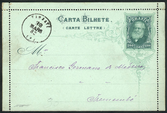 Lot 843 - brazil postal stationeries - Guillermo Jalil - Philatino Auction # 2629 WORLDWIDE + ARGENTINA: General August auction Lot 843 - brazil postal stationeries - Guillermo Jalil - Philatino Auction # 2629 WORLDWIDE + ARGENTINA: General August auction