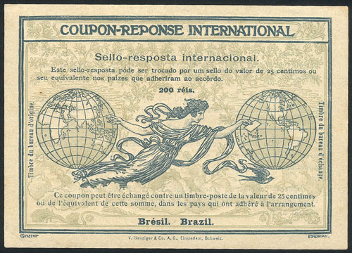 Lot 842 - brazil international reply coupons - Guillermo Jalil - Philatino Auction # 2629 WORLDWIDE + ARGENTINA: General August auction Lot 842 - brazil international reply coupons - Guillermo Jalil - Philatino Auction # 2629 WORLDWIDE + ARGENTINA: General August auction