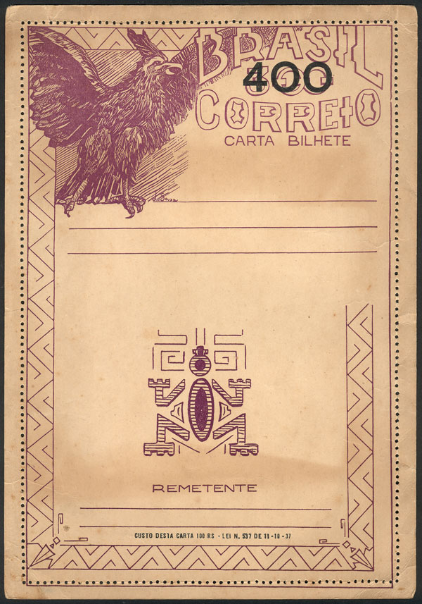 Lot 844 - brazil postal stationeries - Guillermo Jalil - Philatino Auction # 2629 WORLDWIDE + ARGENTINA: General August auction Lot 844 - brazil postal stationeries - Guillermo Jalil - Philatino Auction # 2629 WORLDWIDE + ARGENTINA: General August auction