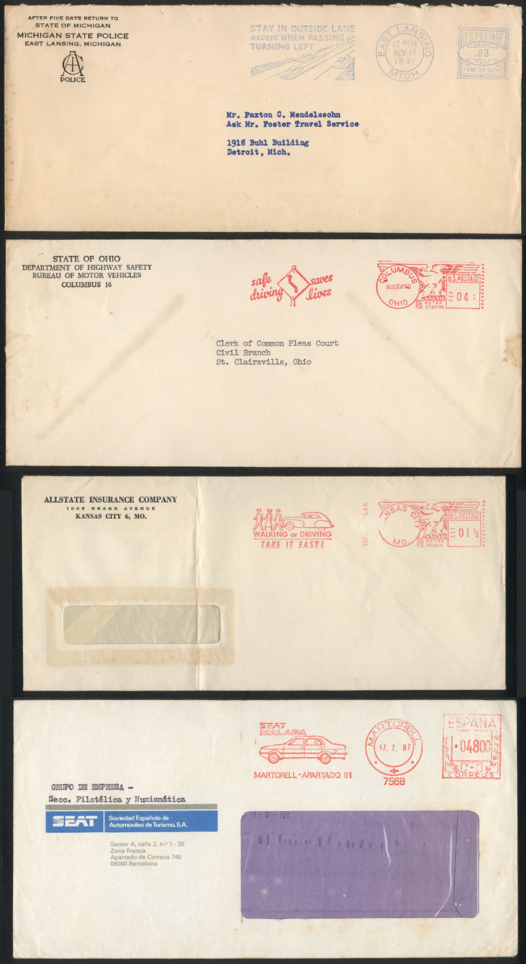 Lot 5 - TOPIC CARS - TRAFFIC SAFETY postal history -  Guillermo Jalil - Philatino Auction # 2629 WORLDWIDE + ARGENTINA: General August auction