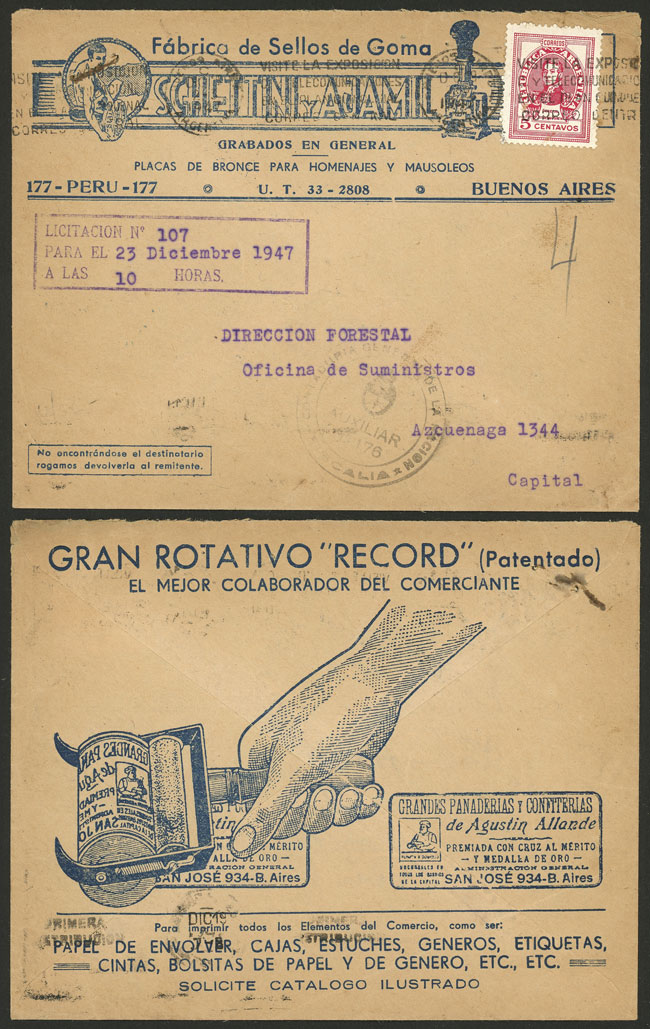 Lot 1116 - Argentina postal history - Guillermo Jalil - Philatino Auction # 2632 ARGENTINA: Great general auction with very low starts! Lot 1116 - Argentina postal history - Guillermo Jalil - Philatino Auction # 2632 ARGENTINA: Great general auction with very low starts!