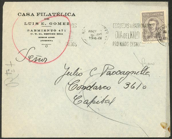 Lot 1038 - Argentina postal history - Guillermo Jalil - Philatino Auction # 2635 ARGENTINA: Lot 1038 - Argentina postal history - Guillermo Jalil - Philatino Auction # 2635 ARGENTINA: