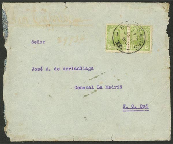 Lot 1002 - Argentina postal history - Guillermo Jalil - Philatino Auction # 2635 ARGENTINA: Lot 1002 - Argentina postal history - Guillermo Jalil - Philatino Auction # 2635 ARGENTINA: