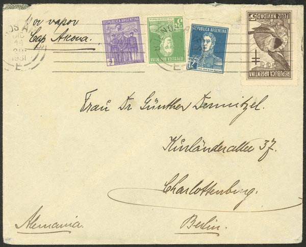 Lot 1021 - Argentina postal history - Guillermo Jalil - Philatino Auction # 2635 ARGENTINA: Lot 1021 - Argentina postal history - Guillermo Jalil - Philatino Auction # 2635 ARGENTINA: