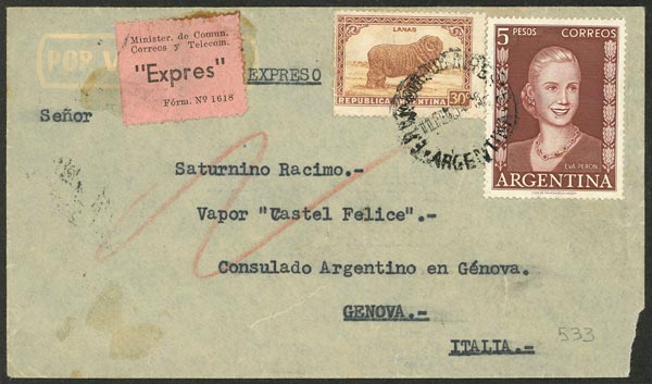 Lot 1060 - Argentina postal history -  Guillermo Jalil - Philatino Auction # 2635 ARGENTINA: 